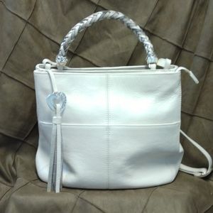 Brighton White Tote Bag with Braided Handle